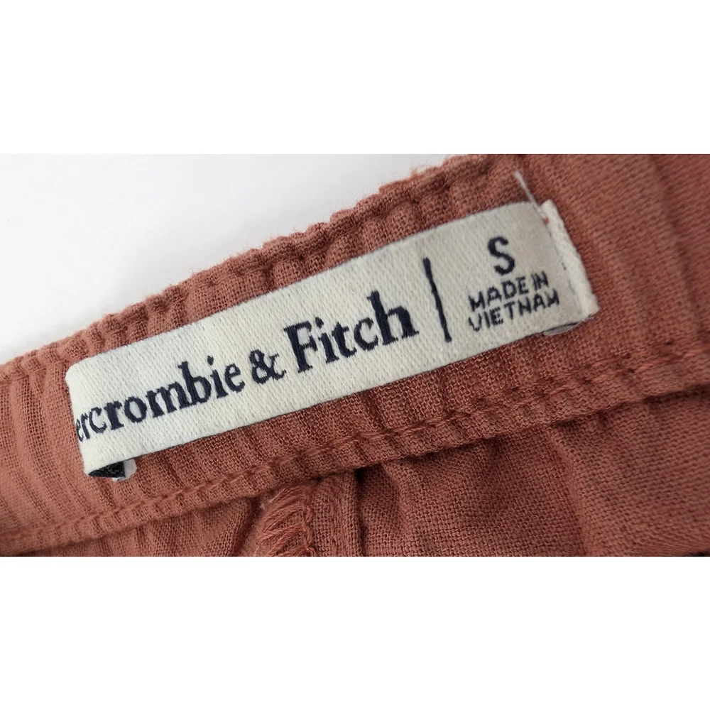 Abercrombie & Fitch Scrunchie Tiered Cutout Waist Maxi Dress Small Rust Orange